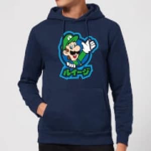 Nintendo Super Mario Luigi Kanji Hoodie - Navy - L