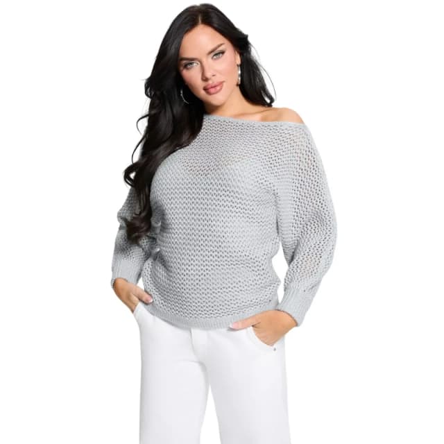 Guess Off-shoulder womens sweatshirt Guess Poa Metallic Bleu Female L