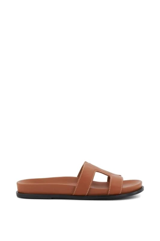 Dune London Wide Fit 'Loupa' Leather Sandals Tan