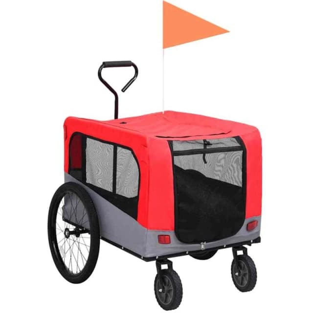 VIDAXL Vidaxl - 2-in-1 Pet Bike Trailer & Jogging Stroller Red and Grey 8719883868844