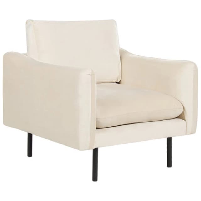 Beliani Velvet Armchair Light Beige Vinterbro