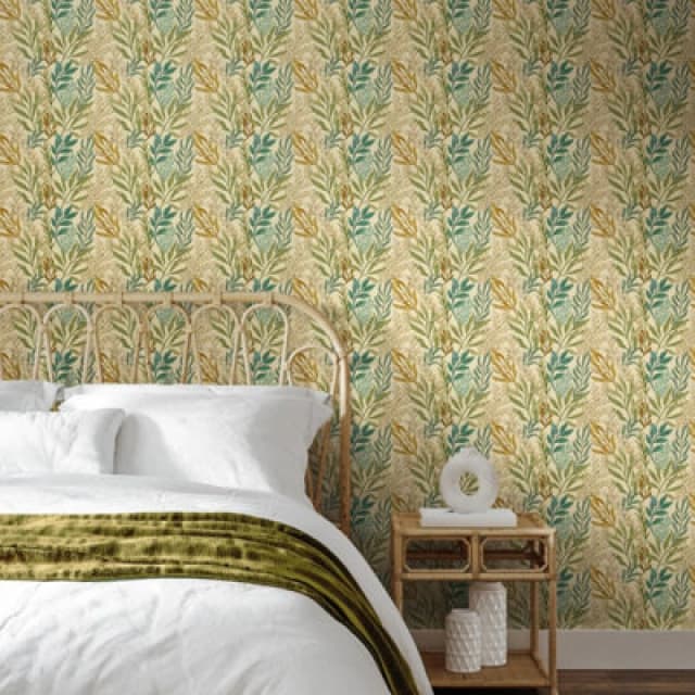 Hoopla Walls Verdant Leaves - Vintage Ochre 10M Wallpaper
