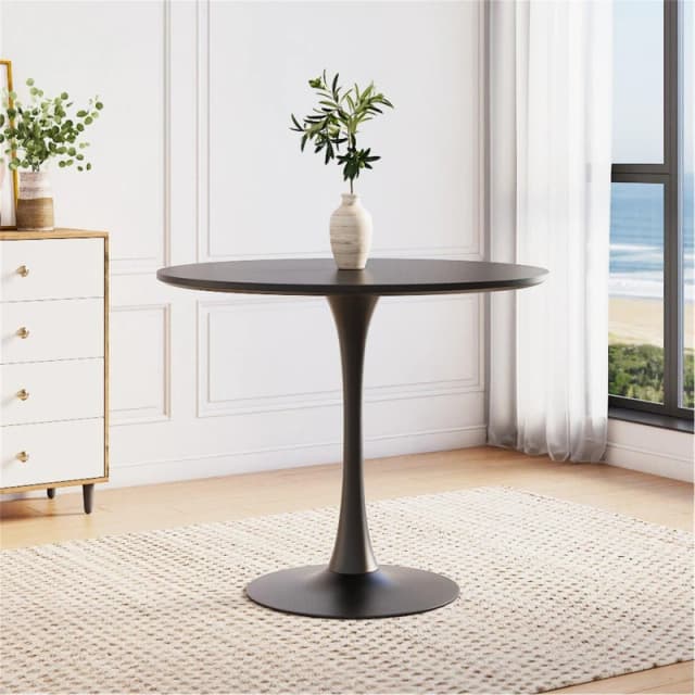 Kabinet UK Modern Round Wooden Table with Base Black unisex One Size