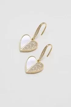 Gold Plated Cubic Zirconia And Mother of Pearl Drop Earrings