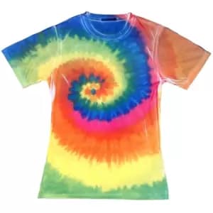 Colortone Womens/Ladies Short Sleeve Rainbow Tie Dye T-Shirt (2XL) (Rainbow)