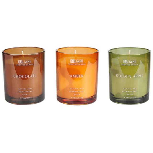 Beliani Set Of 3 Scented Candles Sheer Joy Soy Wax Fruity Notes Fresh Notes