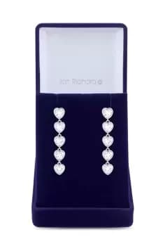 Rhodium Plated Cubic Zirconia Heart Earrings - Gift Boxed