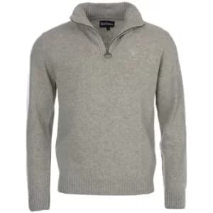 Barbour Mens Essential Lambswool Half Zip Sweater Light Grey Marl Large