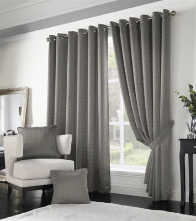 Essential Living Adiso Eyelet Ring Top Curtains 168cm x 137cm Silver MADRSIL6654