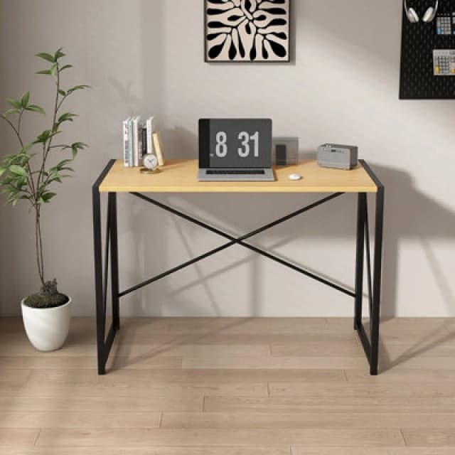 MCC Direct No Assembly Folding Computer Desk 100cm - Miami Natural