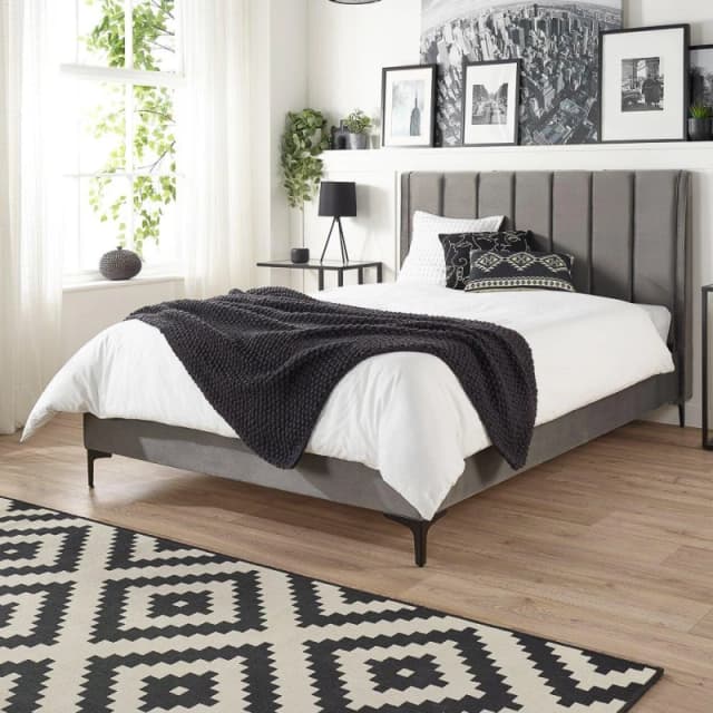 Aspire Phoebe Grey Bed Frame Grey unisex Double