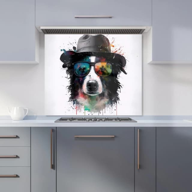 Warren Reed - Designer Border Collie Dog Kitchen Splashback Size: 600mm x 750mm Multicolor Unisex 600mm x 750mm