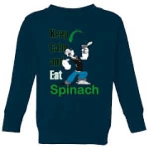 Popeye Keep Calm And Eat Spinach Kids Sweatshirt - Navy - 11-12 Years