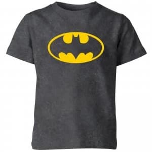 Batman Logo Kids T-Shirt - Black Acid Wash - 11-12 Years - Black Acid Wash