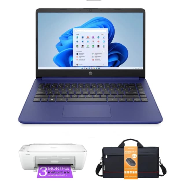 HP 14" 4GB, 128GB, Win 11, Office 365 - HP Bundle Blue unisex Print Set