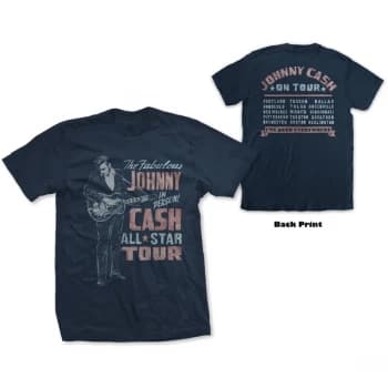 Johnny Cash - All Star Tour Unisex Small T-Shirt - Blue