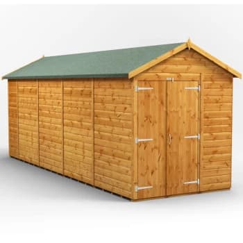 18x6 Power Windowless Apex Double Door Garden Shed - Brown