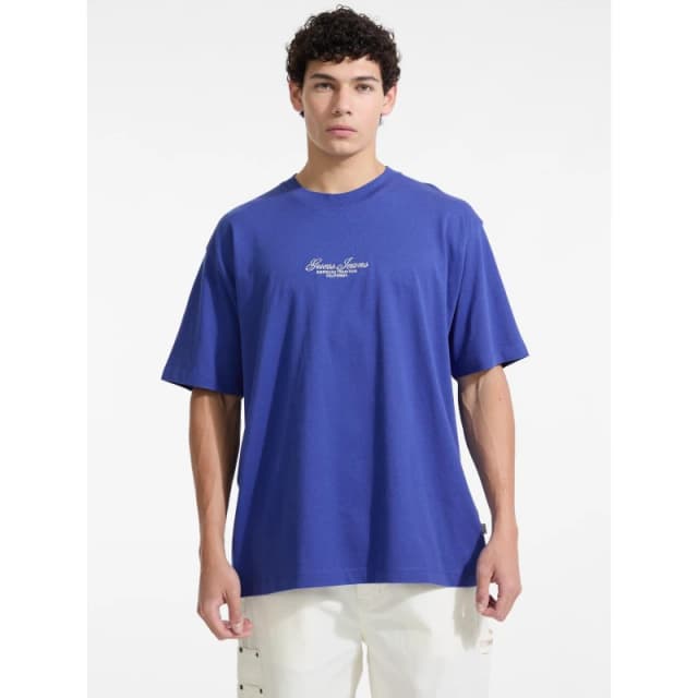 Guess Mens Script Regular Fit T-Shirt Regal Blue G7CB male Medium