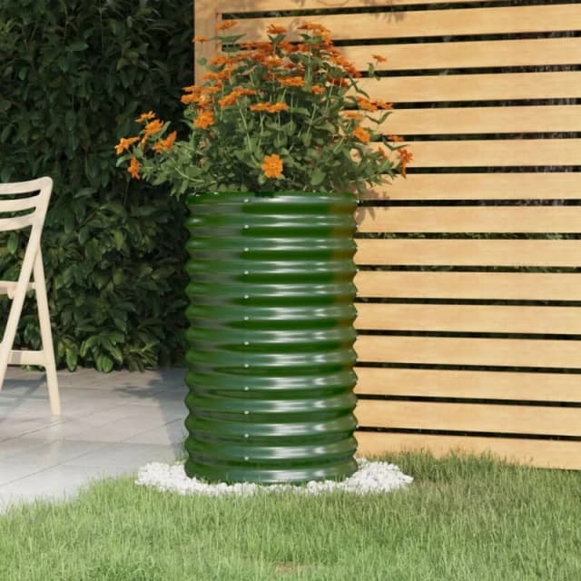 vidaXL Garden Planter Powder-coated Steel 40x40x68cm Green 318848