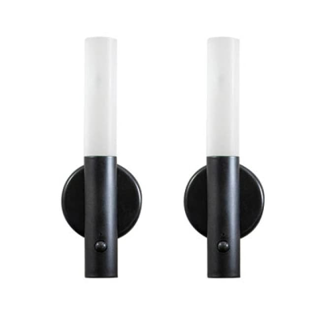 ValueLights ValueLights Oakley Black Set of 2 Rechargeable Portable Wall Lights with PIR Motion Sensor Black One Size Unisex 5059406040894