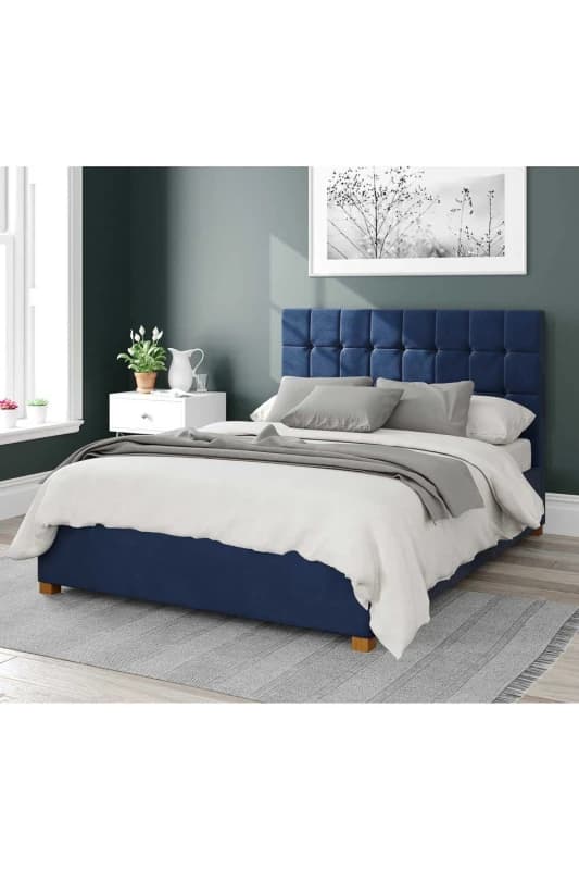 Aspire Aspire Sinatra Upholstered Ottoman Storage Bed, Plush Velvet Fabric in Navy Size: Double Navy Double Unisex 5057632188984