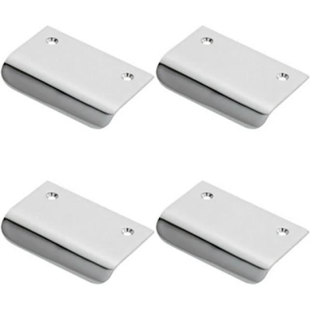 Loops 4x Semi Concealed Cabinet Finger Pull Handle 52mm Fixing Centres Polished Chrome Multi unisex