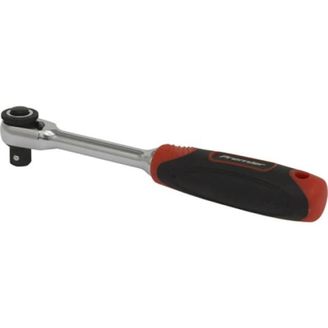 Loops 72-Tooth Compact Head Ratchet Wrench - 1/4" Sq Drive - Flip Reverse - Soft Grip Multi