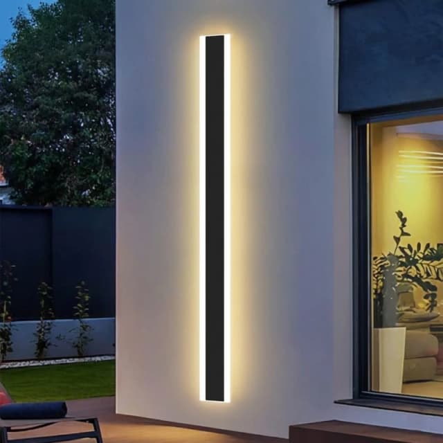 ENER-J 120cm Modern LED Outdoor Wall Light Bar 24W IP65 Waterproof Warm White - Black Unisex