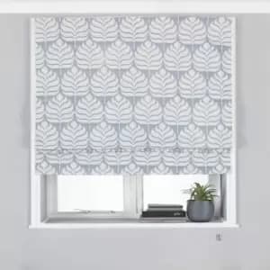 Paoletti Horto Embroidered Blackout Roman Blind Polyester Blue (61X137Cm)