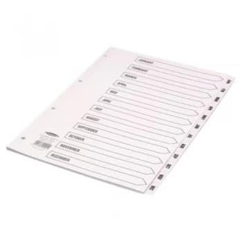 Concord Classic Index January-December A4 White Board with Clear Mylar Tabs 02201/CS22