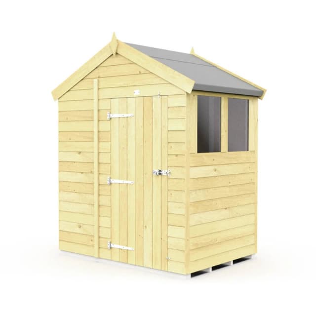 Flat Pack Sheds DIY Sheds 6 x 4 Apex Shed, Brown 6X4AFF