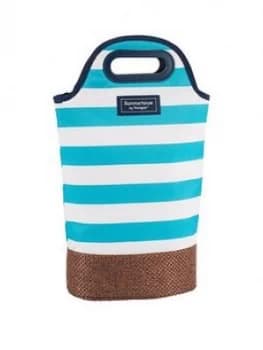 Coast Aqua Stripe Insulated Twin Bottle Carrier - 2L