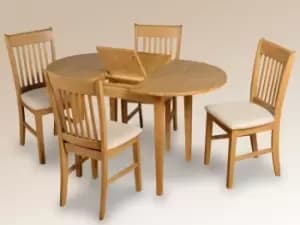 Seconique Oxford 105cm Oak Extending Dining Table and 4 Chairs Set