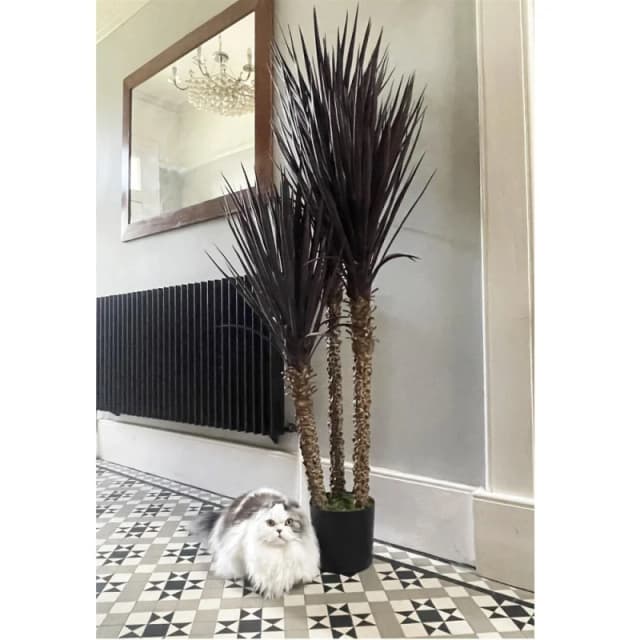 Leaf Artificial Yukka Tree Plant Spiky UV Resistant Outdoor Tree Triple Dark Red and Brown Botanik Dark Brown