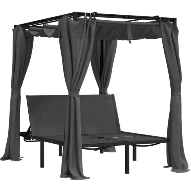 VIDAXL Double Sun Lounger with Side and Top Curtains Anthracite vidaXL 313930