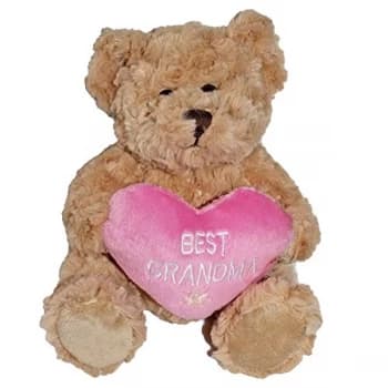 Brown Teddy Bear with Pink Heart - Best Grandma (One Random Supplied)
