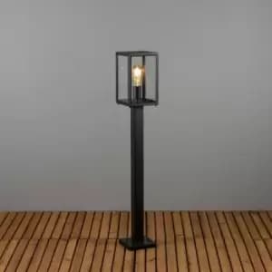 Carpi Outdoor Modern Short Bollard E27 Black With Clear Glass, IP44