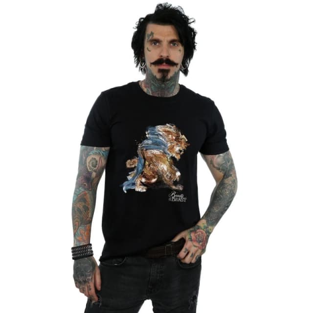 Disney Men Beauty And The Beast Beast Sketch T-Shirt in Black Size: Small Black S Male 5057864456134