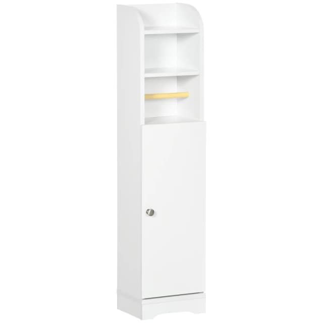 kleankin Freestanding Bathroom Storage Unit with Adjustable Shelf, White 834-534V80WT