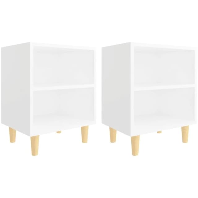 VIDAXL Bed Cabinets with Solid Wood Legs 2 pcs White 40x30x50cm Vidaxl 8720286355893