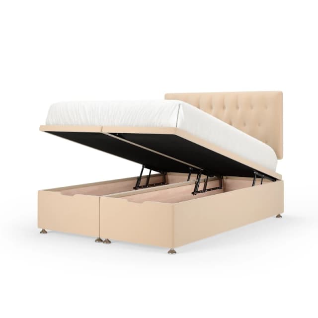 Bedmaster Bedmaster Plush Velvet Ottoman Divan Base And Button Headboard in Natural Size: Super King Natural Super King Unisex 7867870219443