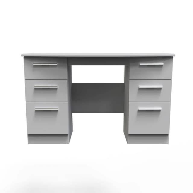 Harrow Double Pedestal Desk In Grey Matt (Ready Assembled)