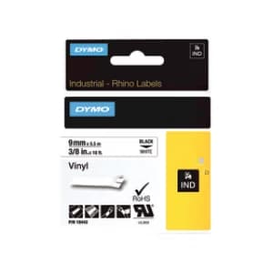 Dymo 18443 S0718580 Original Black on White Vinyl Labels 9mm x 5.5m