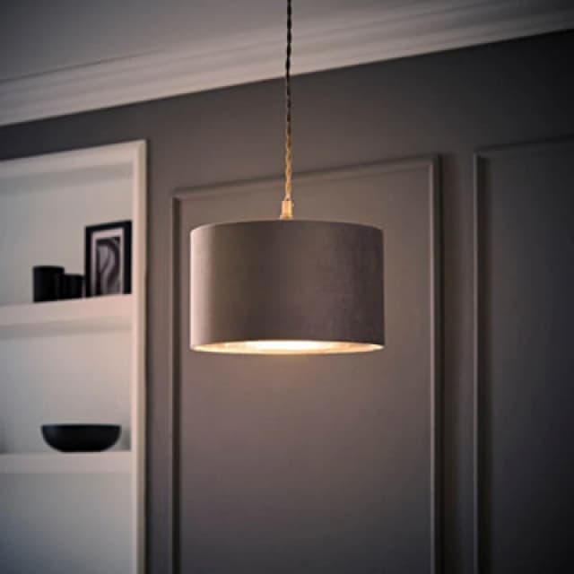 ValueLights ValueLights Reni Pale Grey Velvet with Chrome Inner Easy Fit Lamp Shade and Bulb Size: Small Pale Grey Small Unisex 5059406062087
