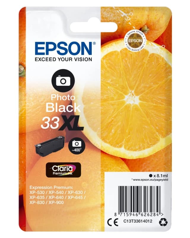 Epson Epson Oranges Singlepack Photo Black 33XL Claria Premium Ink C13T33614022