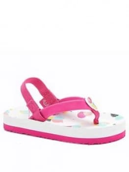 Animal Toddler Girls Doddle Flip Flop - White, Size 2 Older