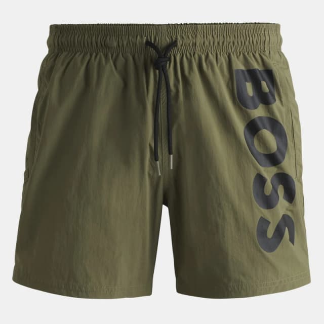 Boss Mens Octopus Swim Shorts, Comfortable Elasticated Waist Dark Beige male S