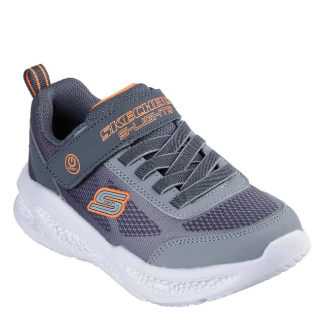 Skechers Lighted Gore & Strap Sneaker W Mult Light Up Trainers Boys Grey/Orange male C10 (27.5)
