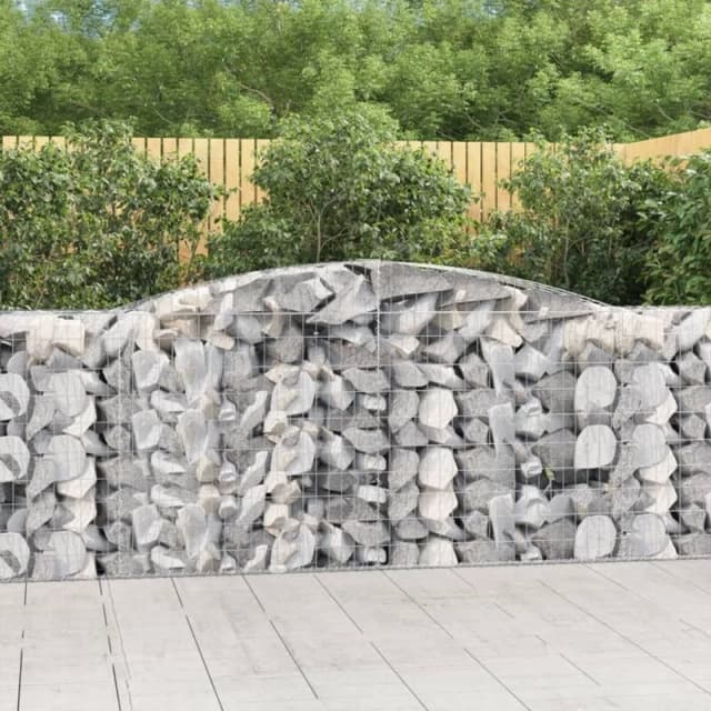 VIDAXL Arched Gabion Baskets 3 pcs 400x50x100/120cm Galvanised Iron Vidaxl 8720845575809
