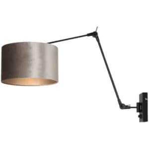 Sienna Prestige Chic Wall Lamp with Shade Matt Black, Zinc Taupe